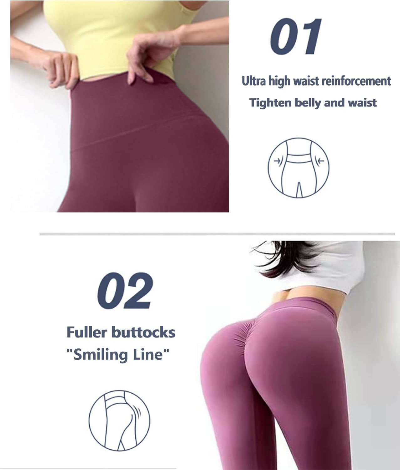 Women'S Yoga Leggings, High Waisted Yoga Pants Tummy Control Fitness Leggings for Women Workout, Yoga, Running Purple
